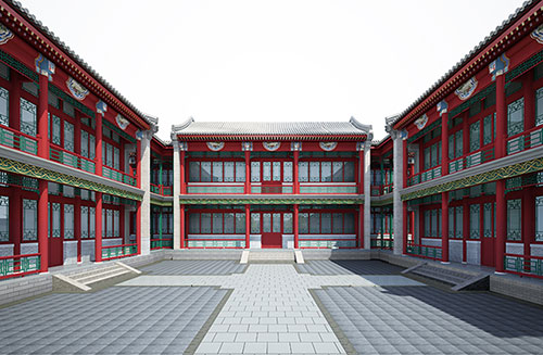 板芙镇北京四合院设计古建筑鸟瞰图展示