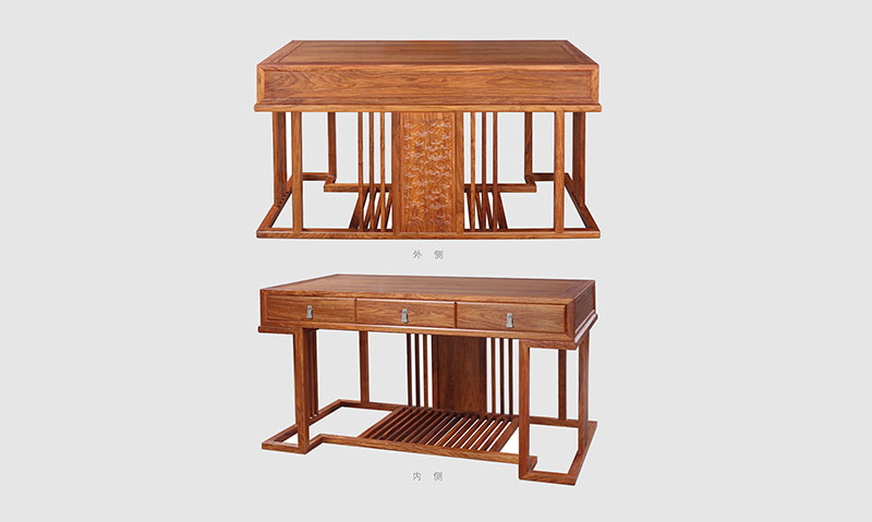 板芙镇 别墅中式家居书房装修实木书桌效果图