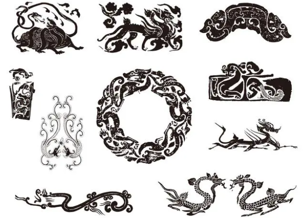 板芙镇龙纹和凤纹的中式图案